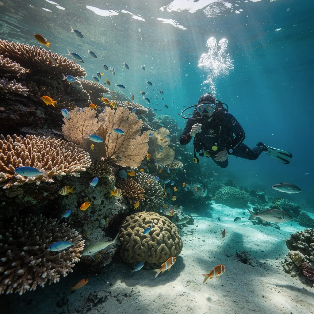 Тропический остров с белоснежным пляжем и кристально чистой водой, идеальный для расслабления.